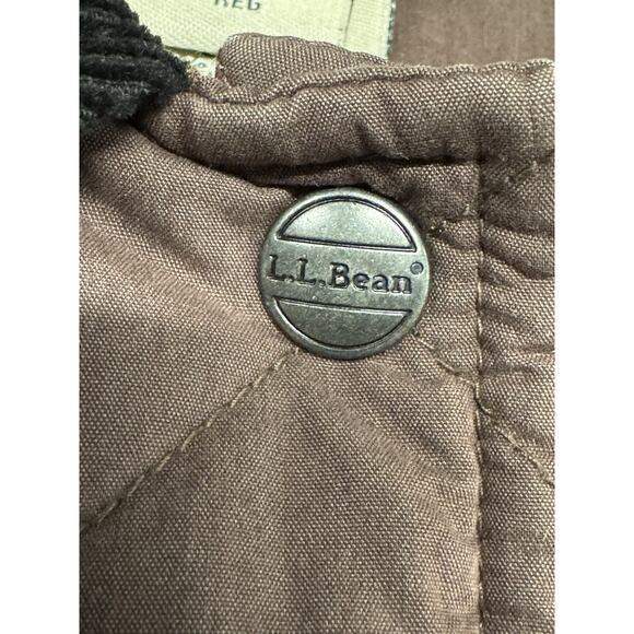 LL BEAN Quilted Barn Coat Women's XL Corduroy Collar Jacket Brown Thermore - Picture 5 of 13